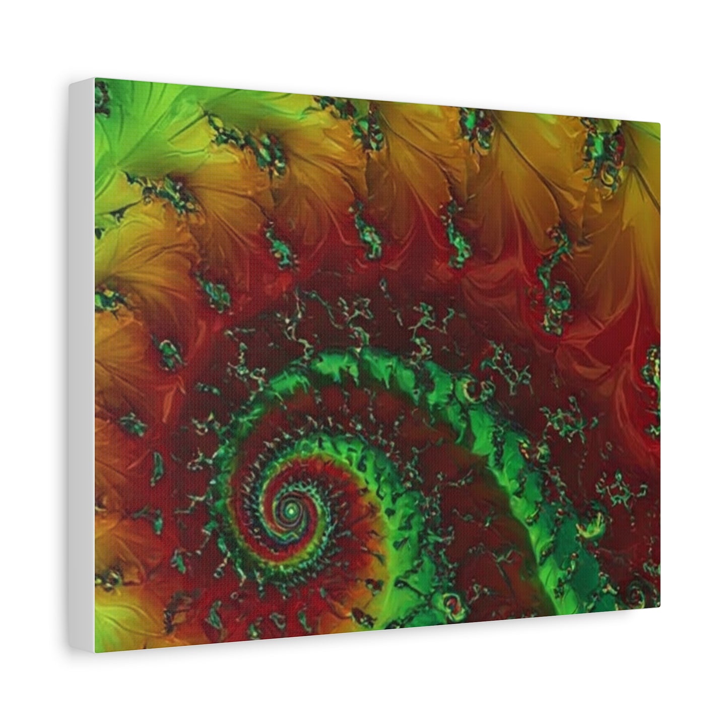 Vibrant Fractal Art Canvas - Green and Red Abstract Wall Decor