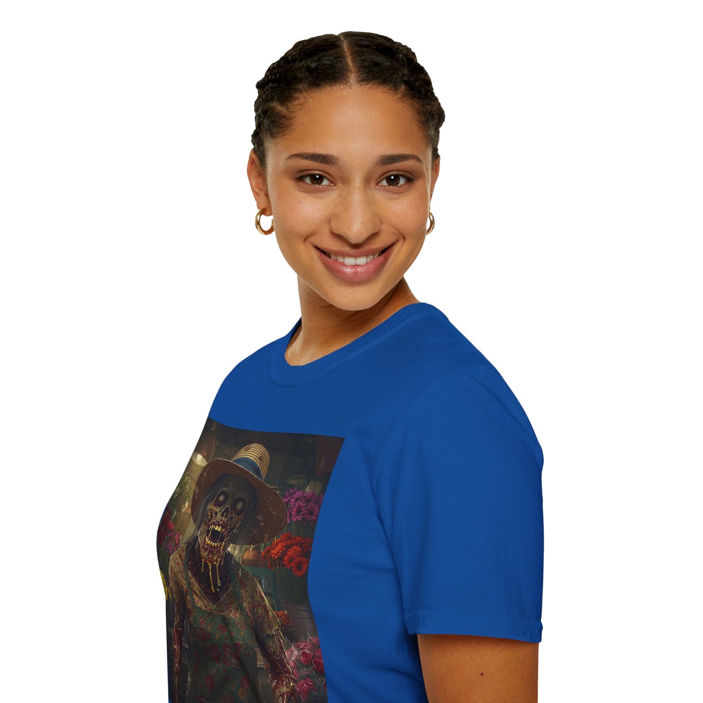 Unisex Softstyle T-Shirt - Vintage Floral Skeleton Design for Halloween