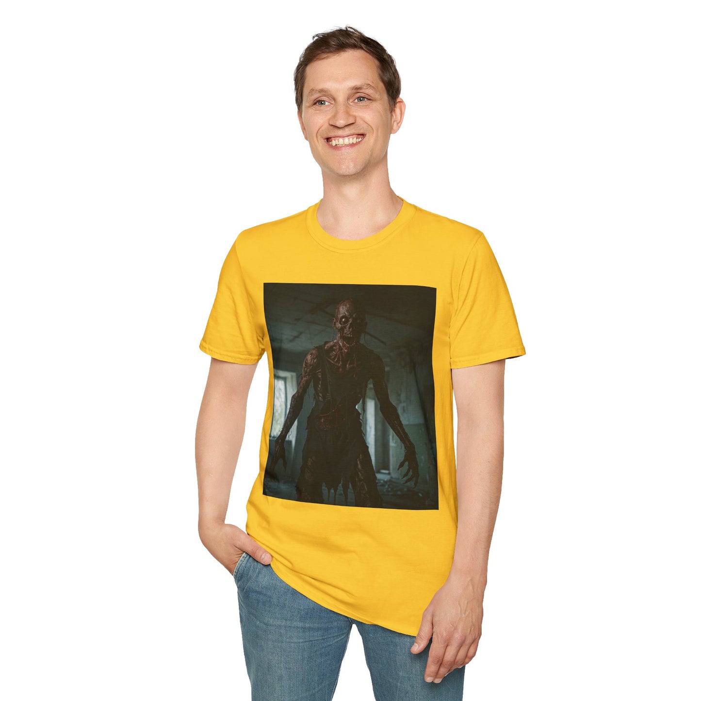 Creepy Horror Graphic Unisex T-Shirt – Perfect for Halloween and Haunted House Lovers