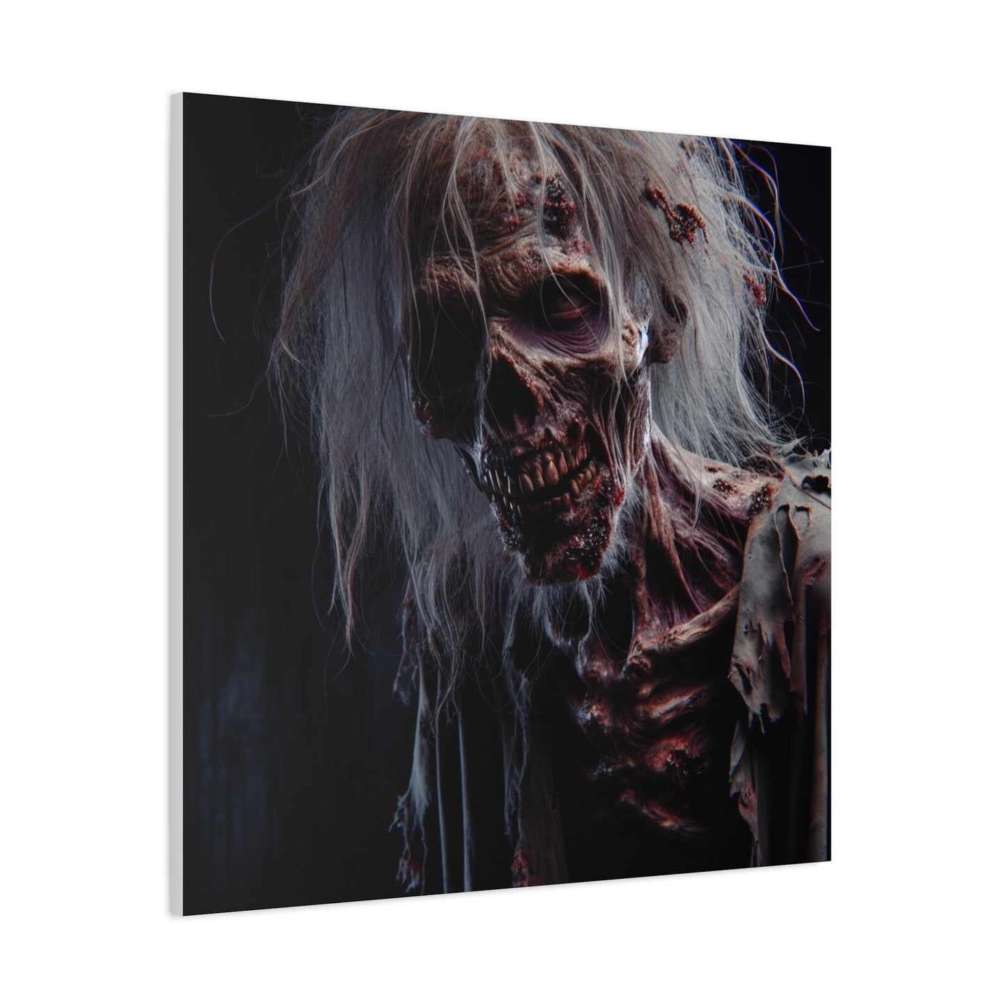 Creepy Zombie Wall Art Canvas - 12" Horror Decor