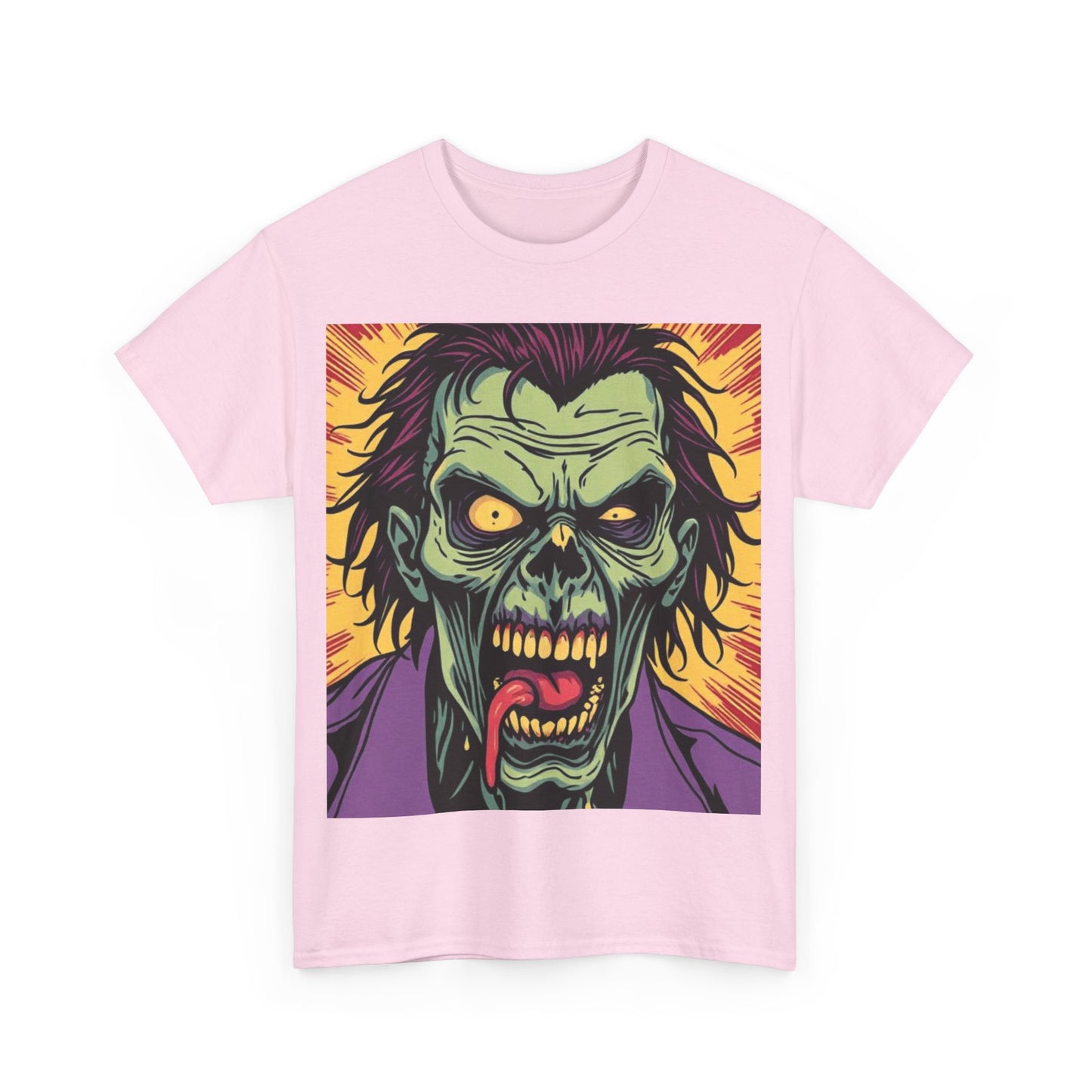 UK - Horror-Themed Unisex Heavy Cotton Tee - Zombie Graphic T-Shirt for Halloween & Casual Wear