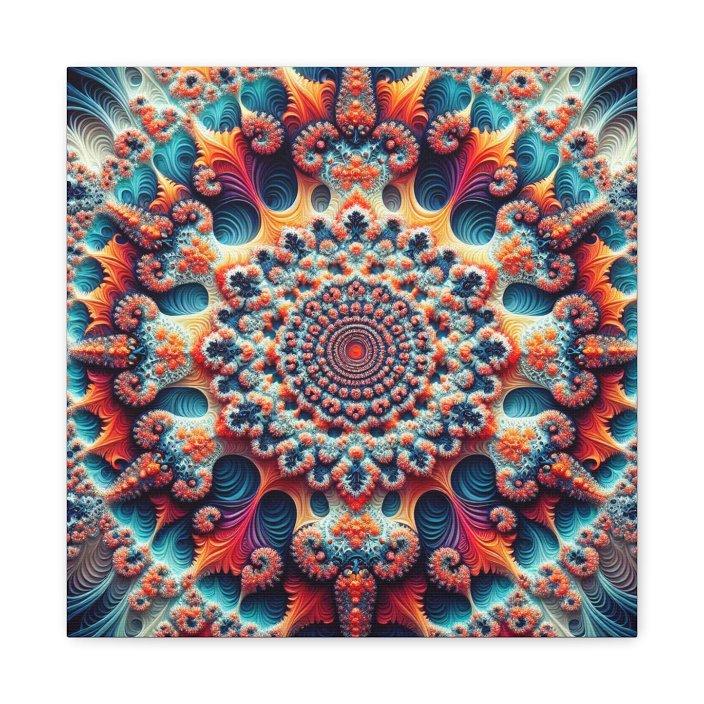 Vibrant Fractal Art Canvas – Stunning Stretched Wall Decor for Home or Office