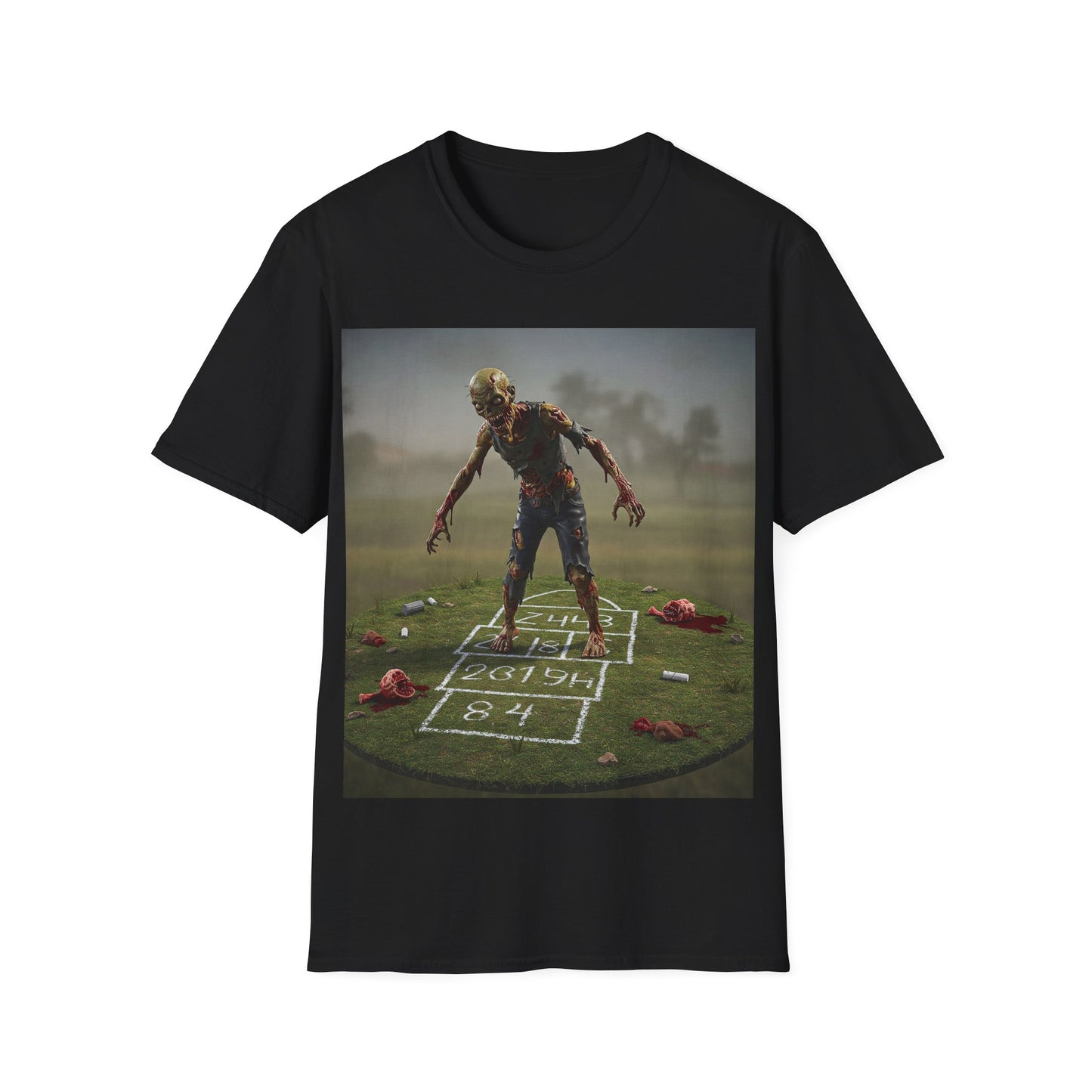 UK - Unisex Zombie Hopscotch T-Shirt - Perfect for Halloween or Casual Wear