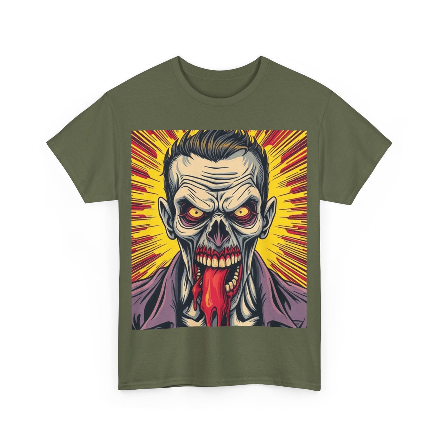 UK - Zombie Horror Graphic Unisex Heavy Cotton Tee - Perfect for Halloween and Fans of Spooky Style