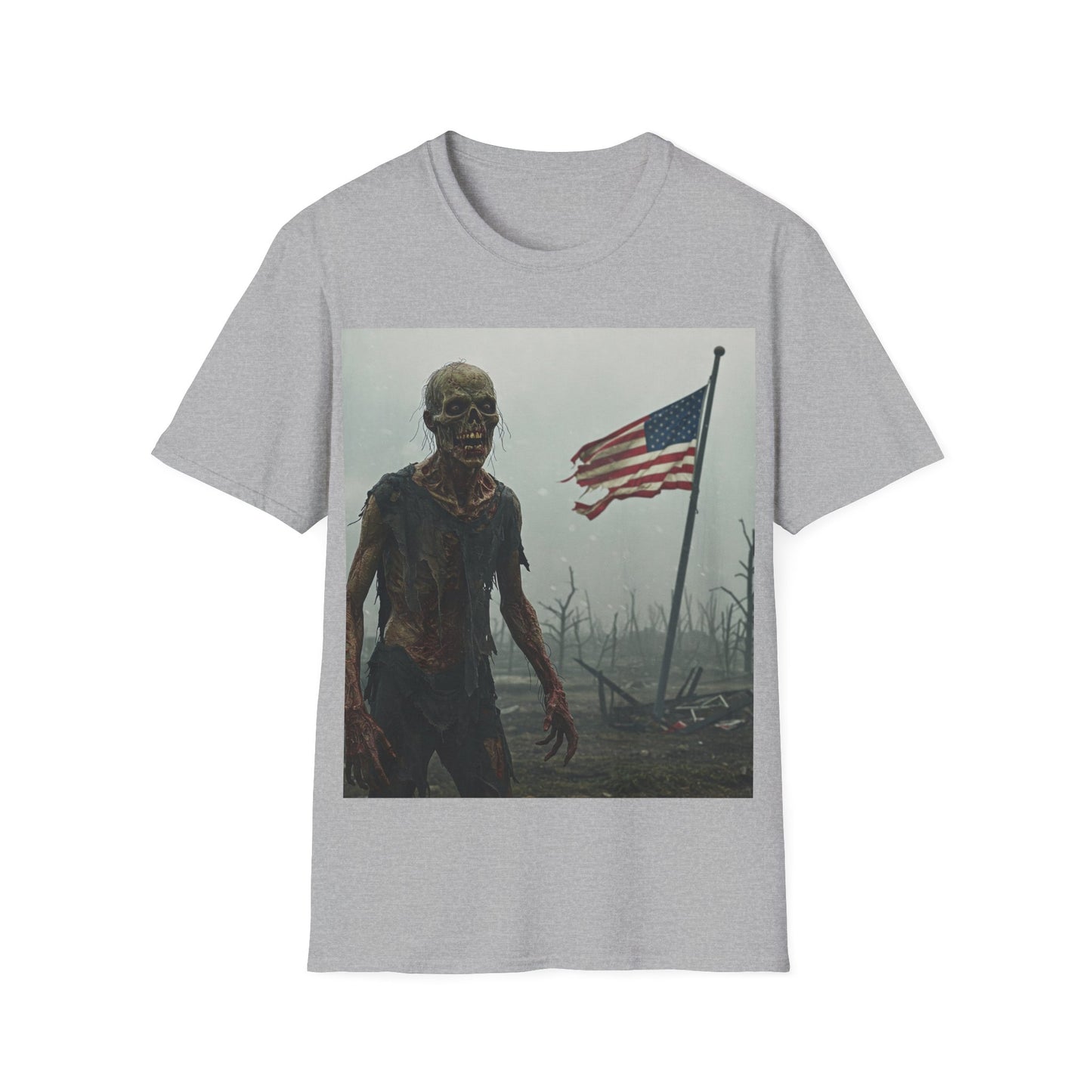UK - Patriot Zombie Apocalypse Apocalyptic Portrait Tee, bold, decaying zombie graphic