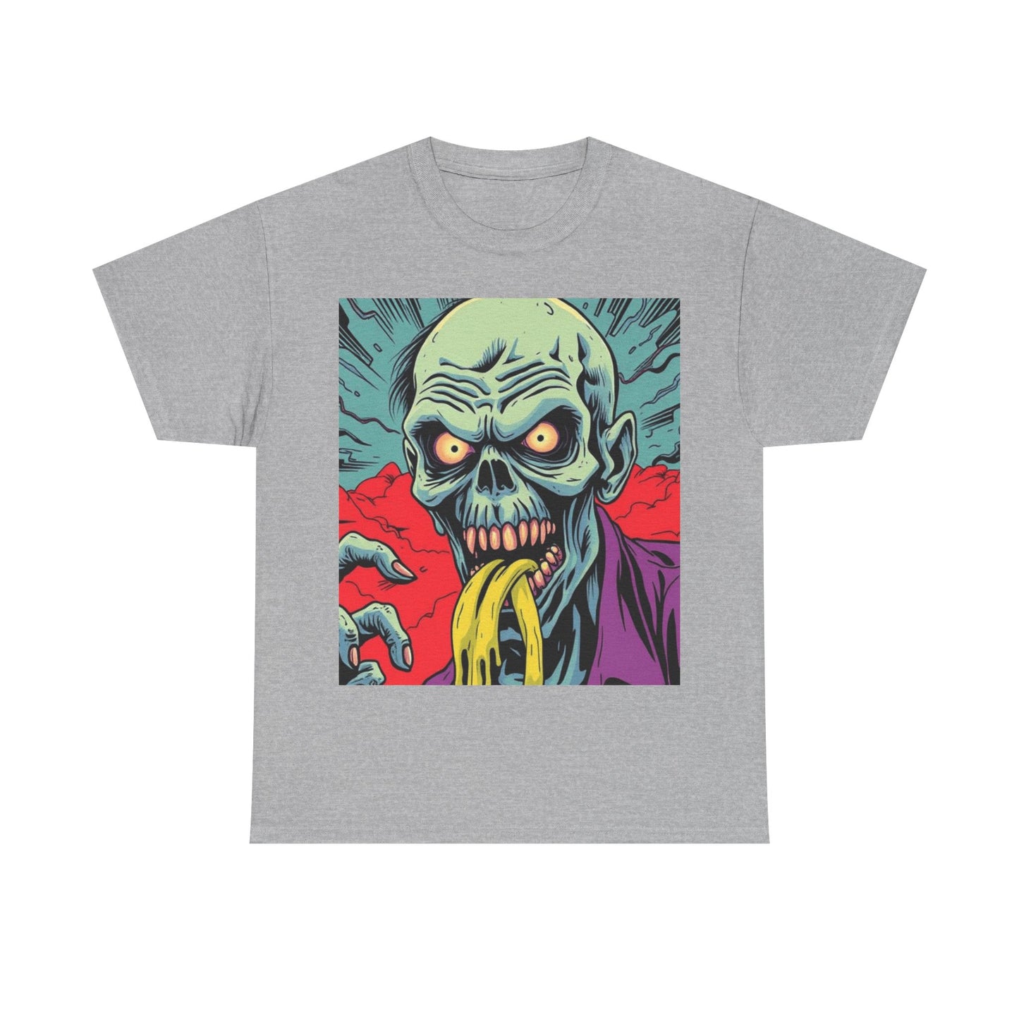 UK - Spooky Zombie Graphic Tee - Unisex Heavy Cotton T-Shirt for Halloween and Casual Wear