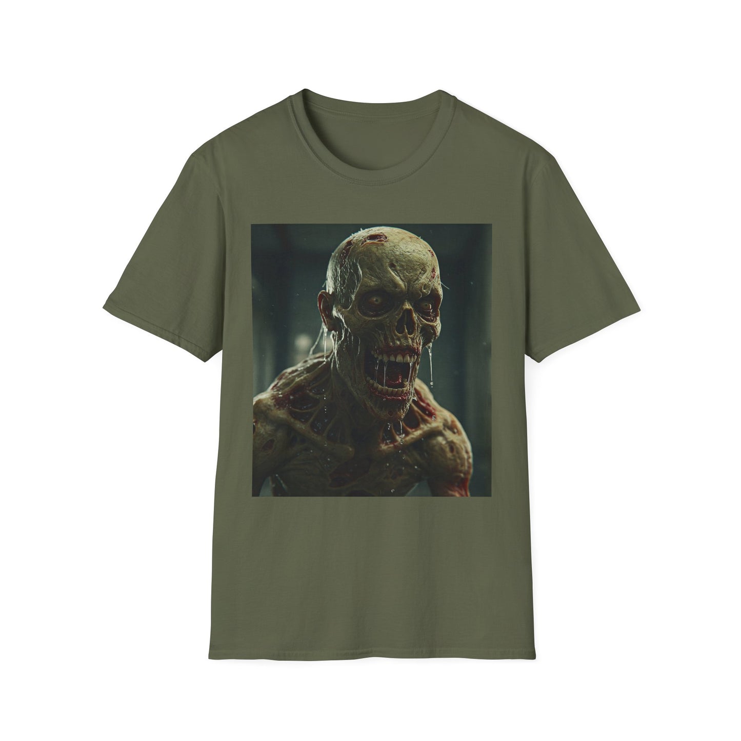 Apocalyptic Portrait Tee, bold, decaying zombie graphic