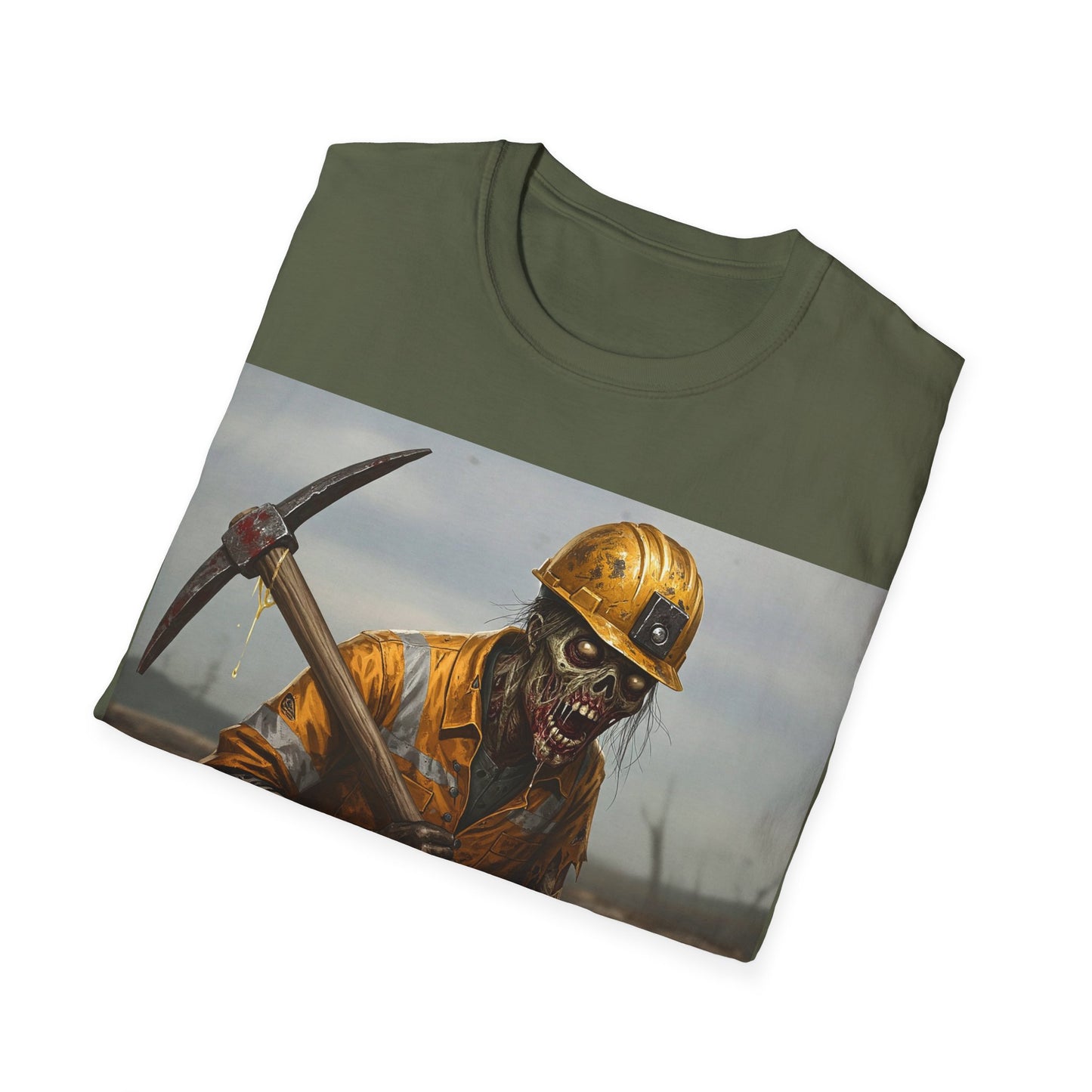 UK - Zombie Miner Unisex Softstyle T-Shirt | Spooky Graphic Tee for Horror Fans