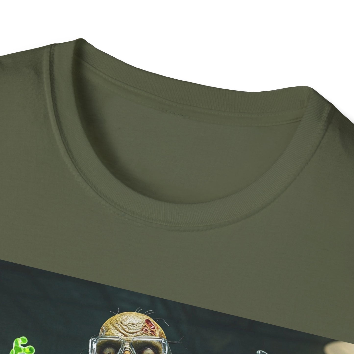 UK - Zombie Scientist Apocalyptic Portrait Tee, bold, decaying zombie graphic