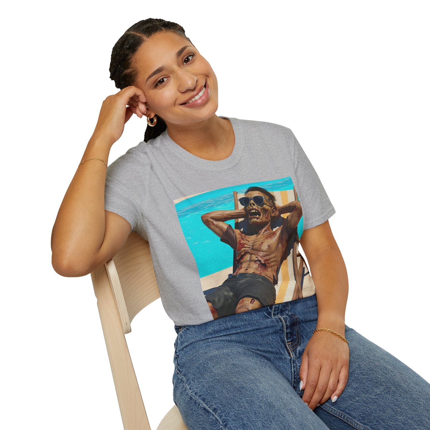 Zombie Relaxation Unisex Softstyle T-Shirt - Perfect for Halloween and Casual Outings