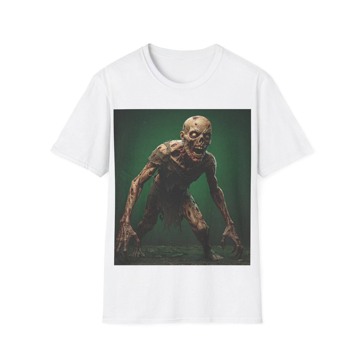 UK - Zombie Graphic Unisex Softstyle T-Shirt - Perfect for Halloween and Horror Fans