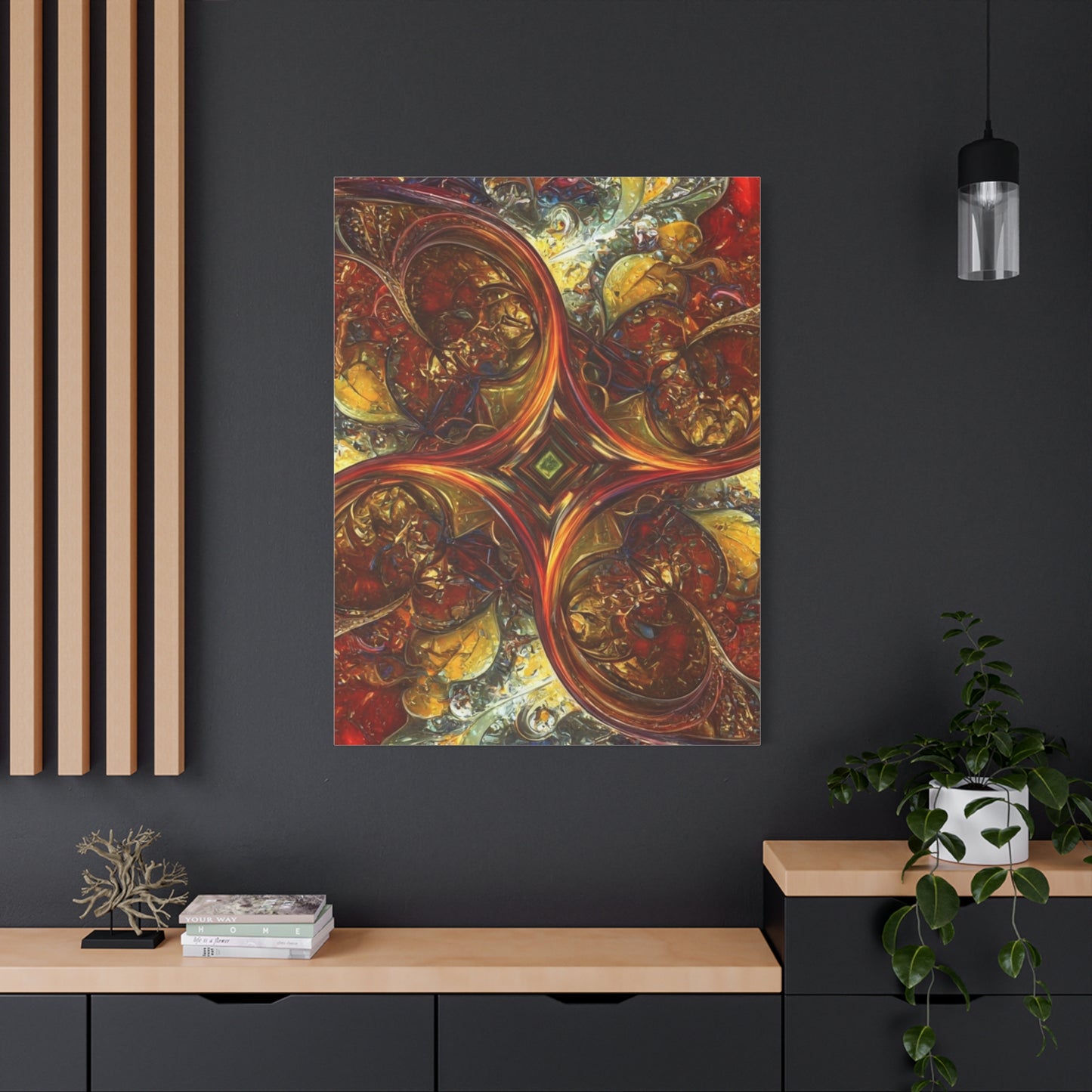 Abstract Art Matte Canvas Wall Decor - Vibrant Fractal Design, Colorful Home Accent