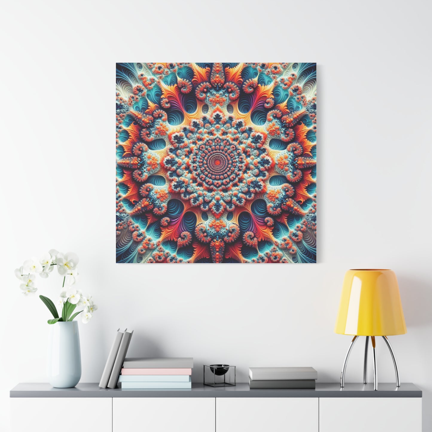 Vibrant Fractal Art Canvas – Stunning Stretched Wall Decor for Home or Office