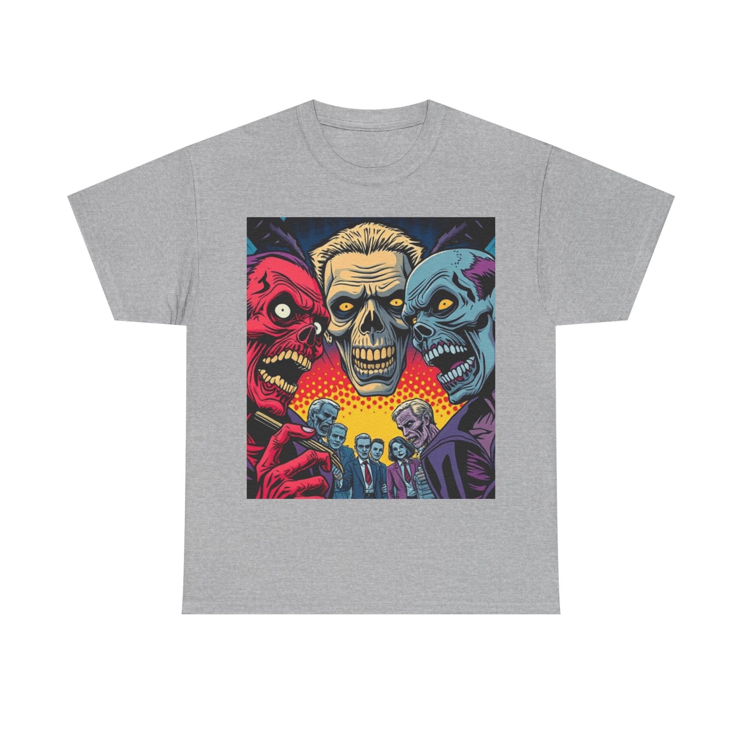 UK - Unisex Heavy Cotton Tee - Colorful Skeleton Design, Perfect for Halloween and Horror Fans