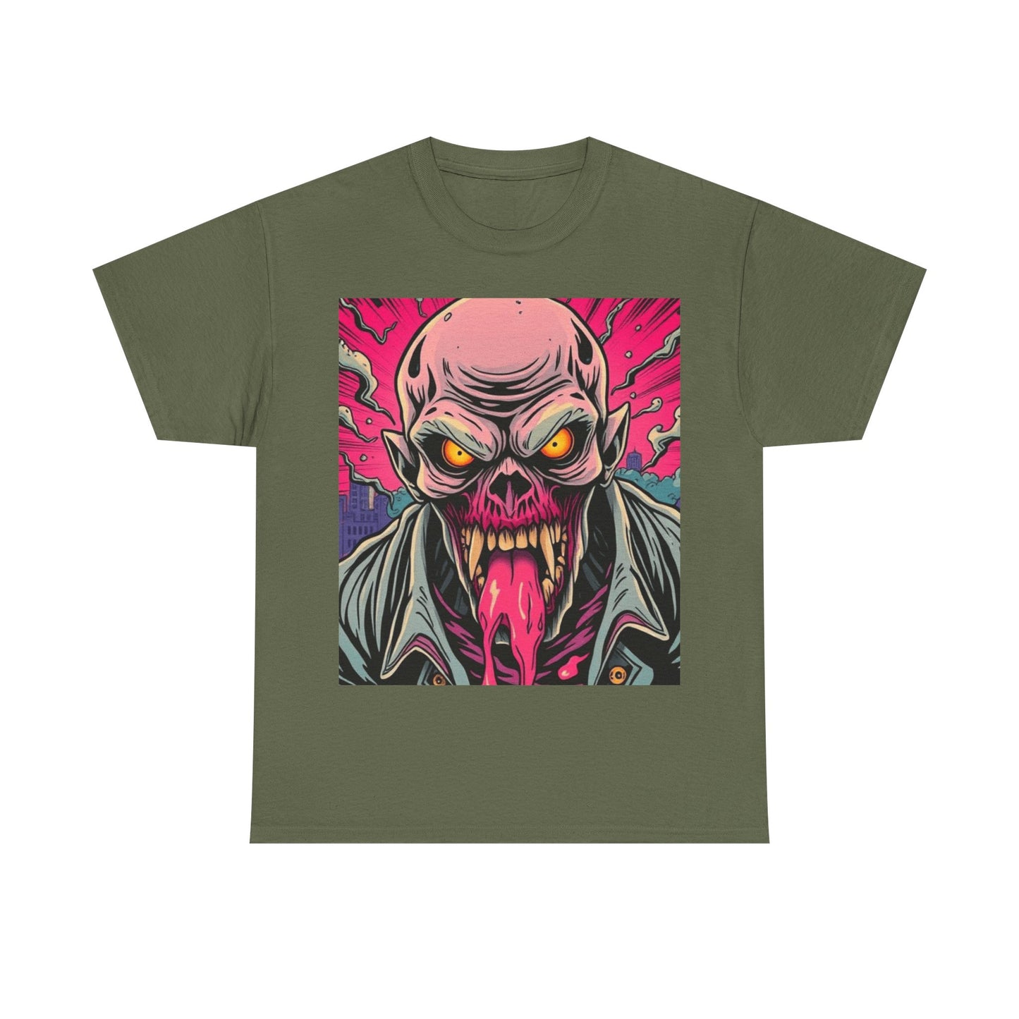 UK - Graphic Horror Tee - Unisex Heavy Cotton T-Shirt with Skull Design