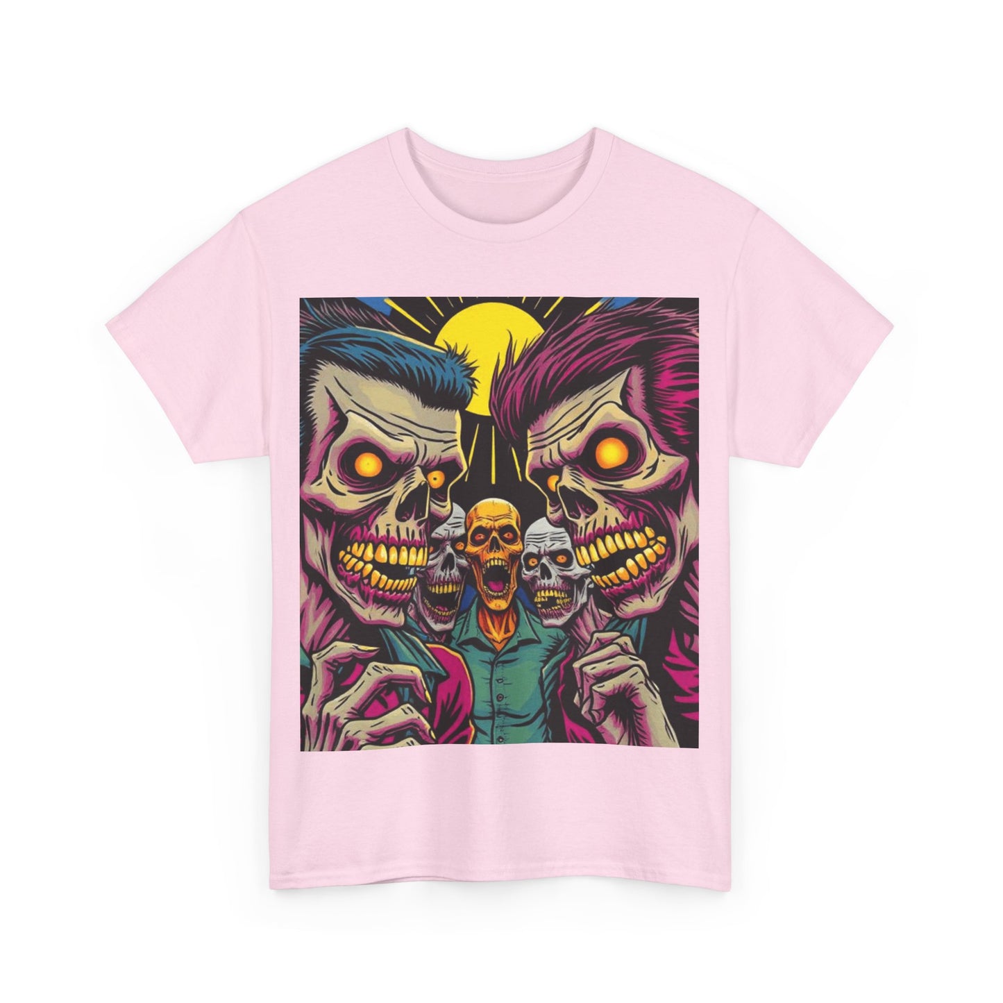 UK - Vibrant Skulls Unisex Heavy Cotton Tee - Edgy Graphic T-Shirt for Horror Fans
