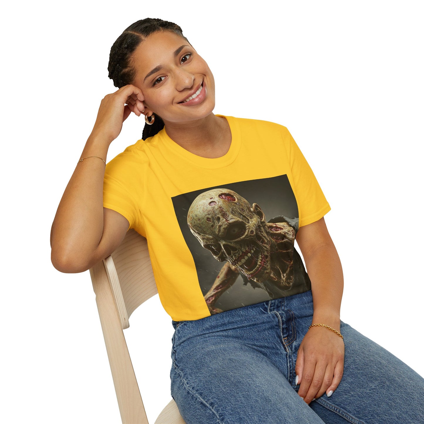 Zombie Skull Unisex Softstyle T-Shirt - Spooky Halloween Tee