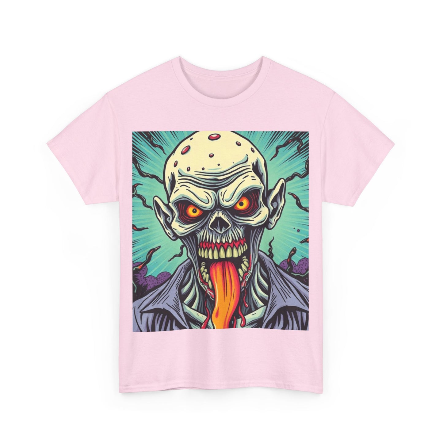 UK - Spooky Graphic Unisex Heavy Cotton Tee - Halloween Evil Zombie Design