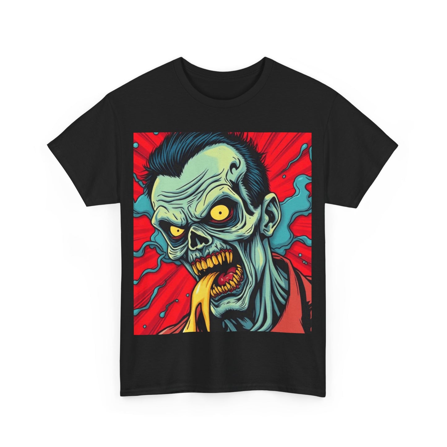 UK - Zombie Art Unisex Heavy Cotton Tee - Retro Horror Graphic Shirt