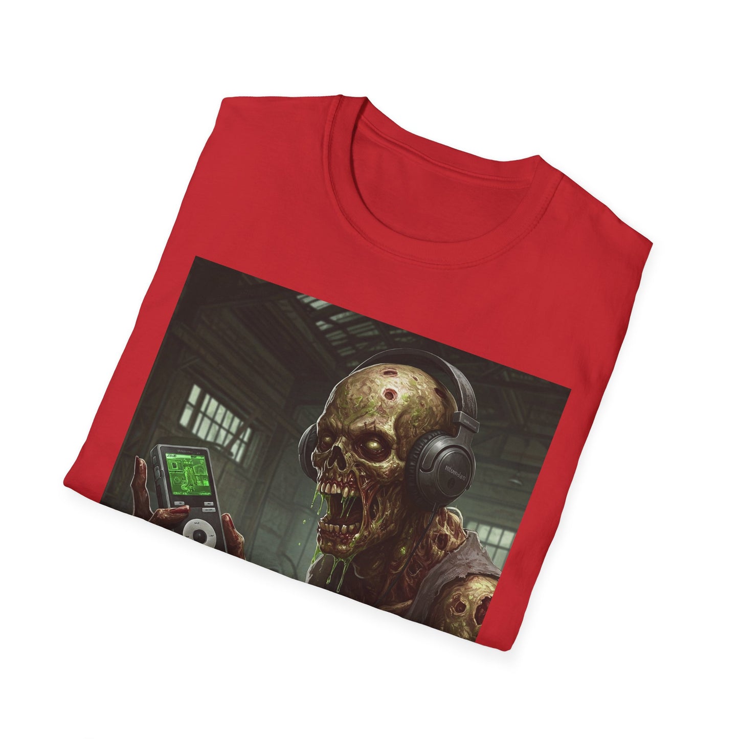 Zombie Listening to Music Unisex Softstyle T-Shirt
