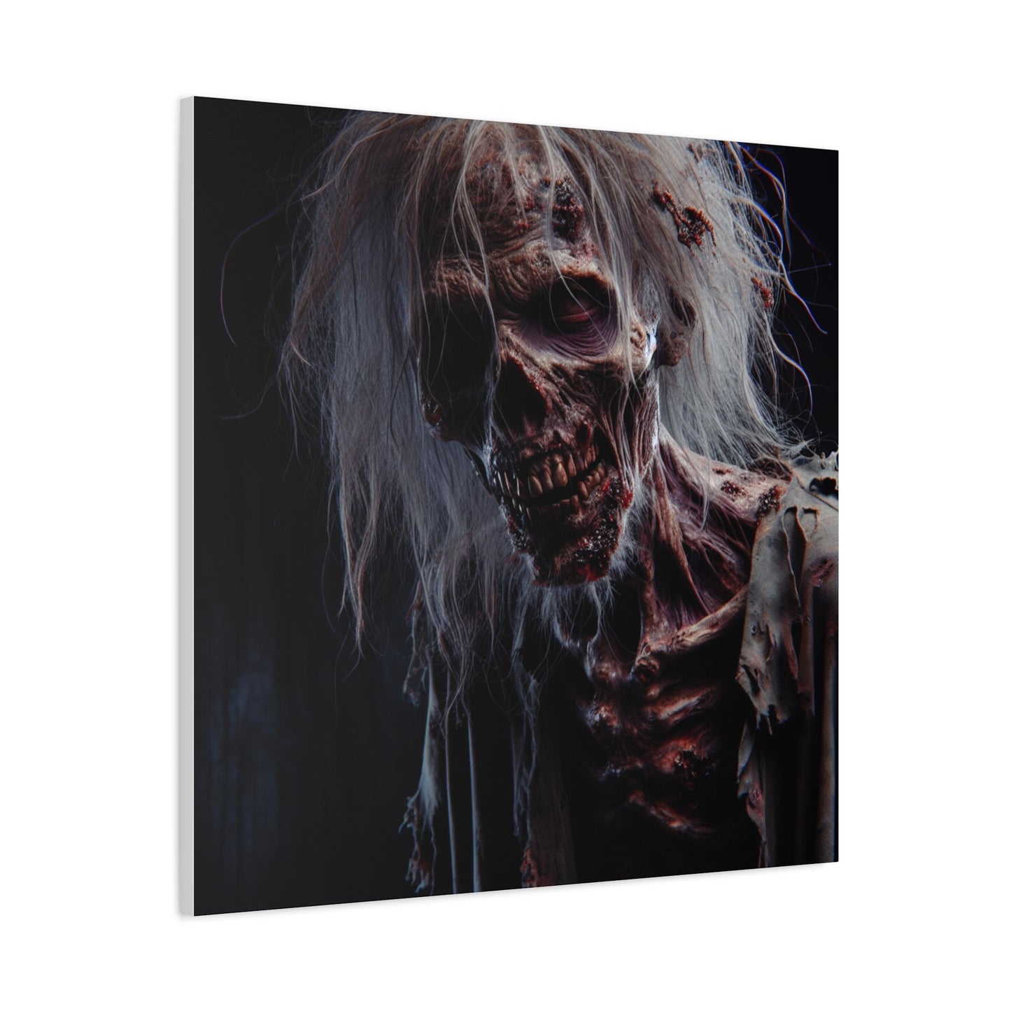 Creepy Zombie Wall Art Canvas - 12" Horror Decor