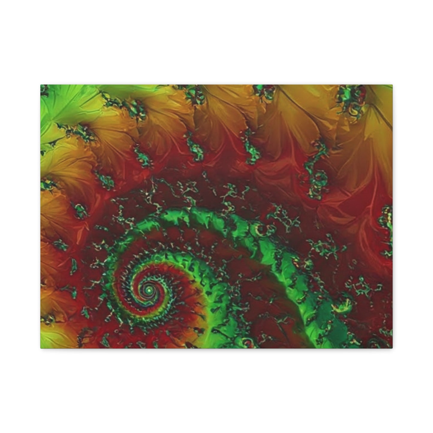 Vibrant Fractal Art Canvas - Green and Red Abstract Wall Decor