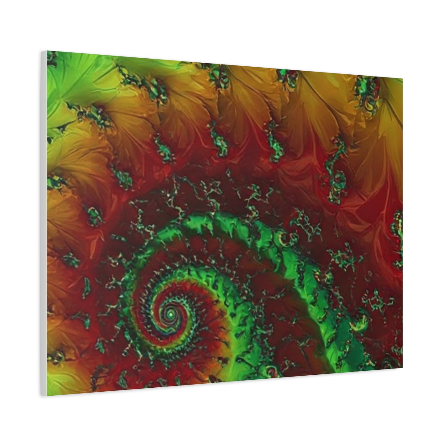 Vibrant Fractal Art Canvas - Green and Red Abstract Wall Decor