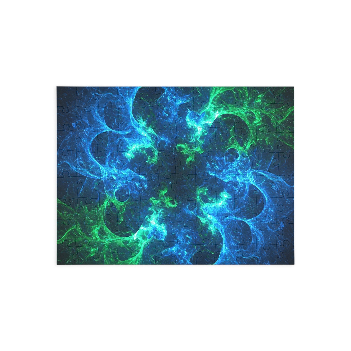 Vibrant Blue and Green Fractal Puzzle - 96 to 1000 Pieces - Perfect for Game Night and Family Fun