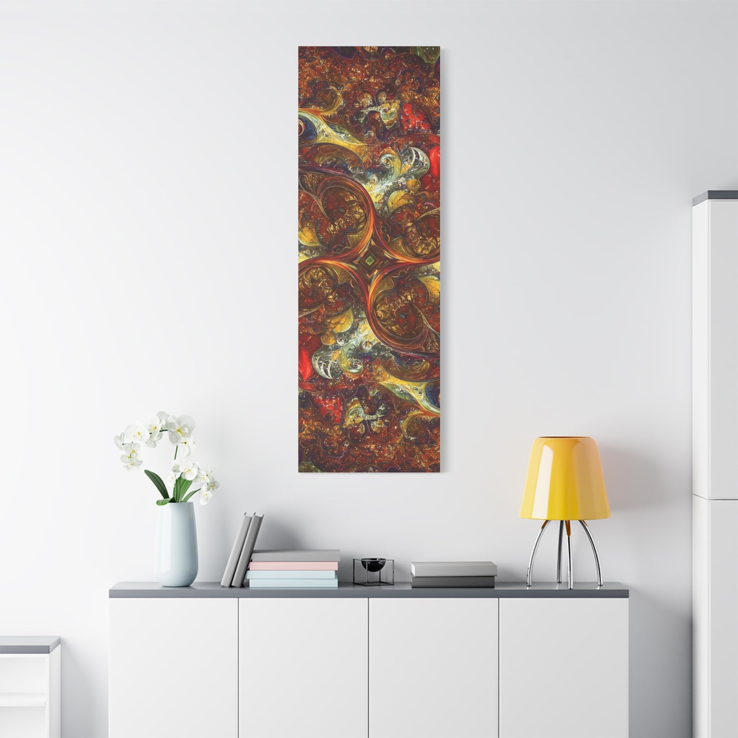 Abstract Art Matte Canvas Wall Decor - Vibrant Fractal Design, Colorful Home Accent