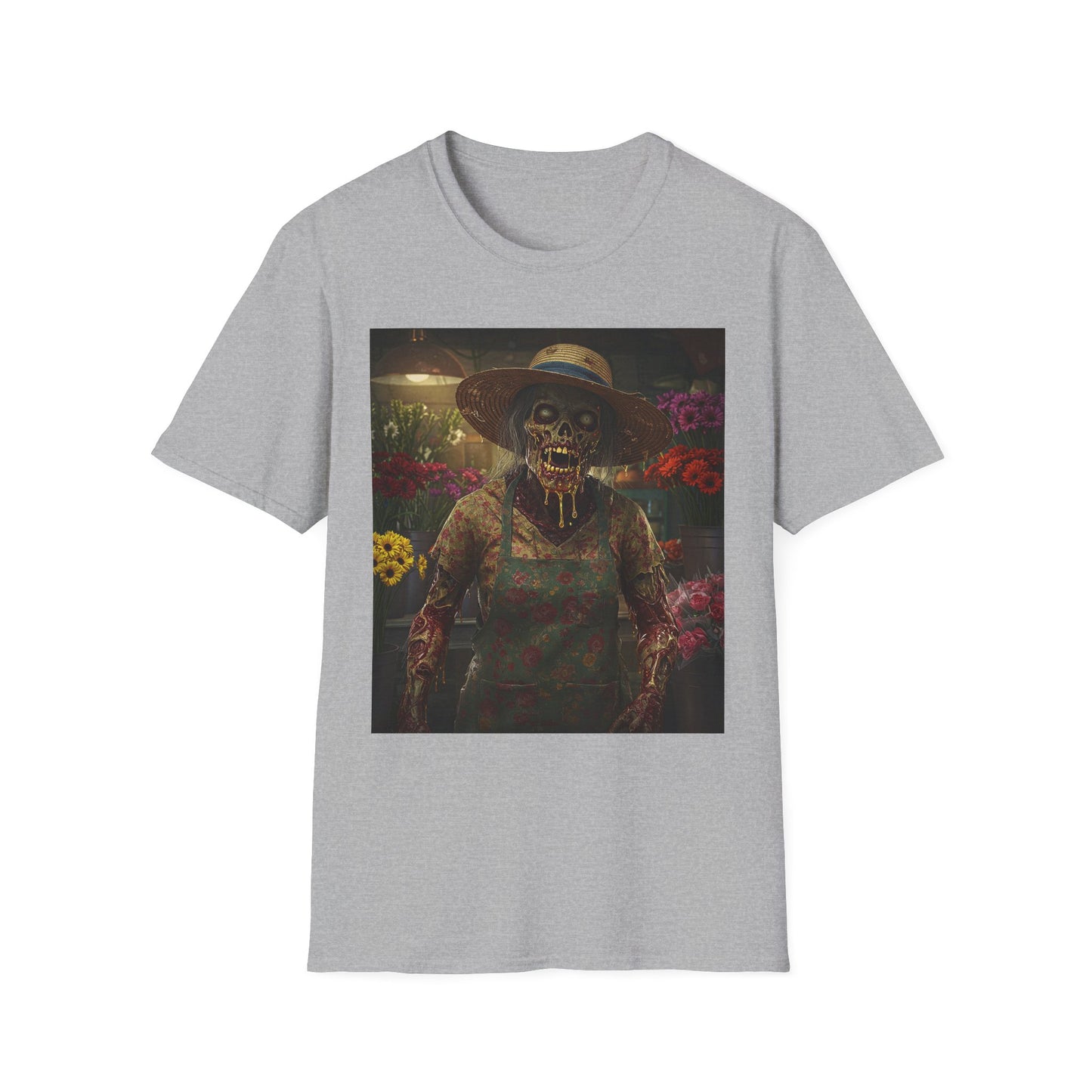 Unisex Softstyle T-Shirt - Vintage Floral Skeleton Design for Halloween