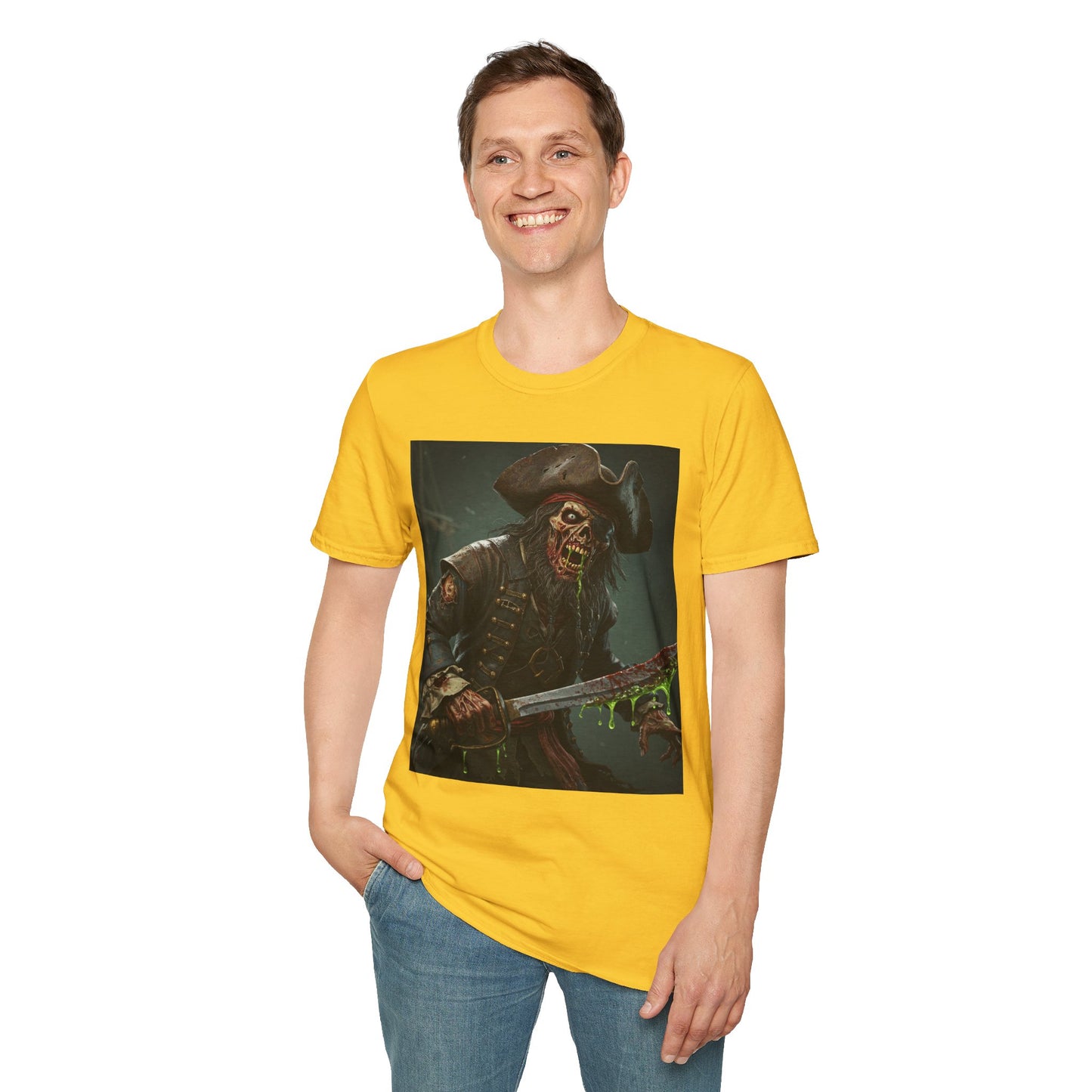 Zombie Pirate Graphic Unisex T-Shirt - Perfect for Halloween and Casual Wear