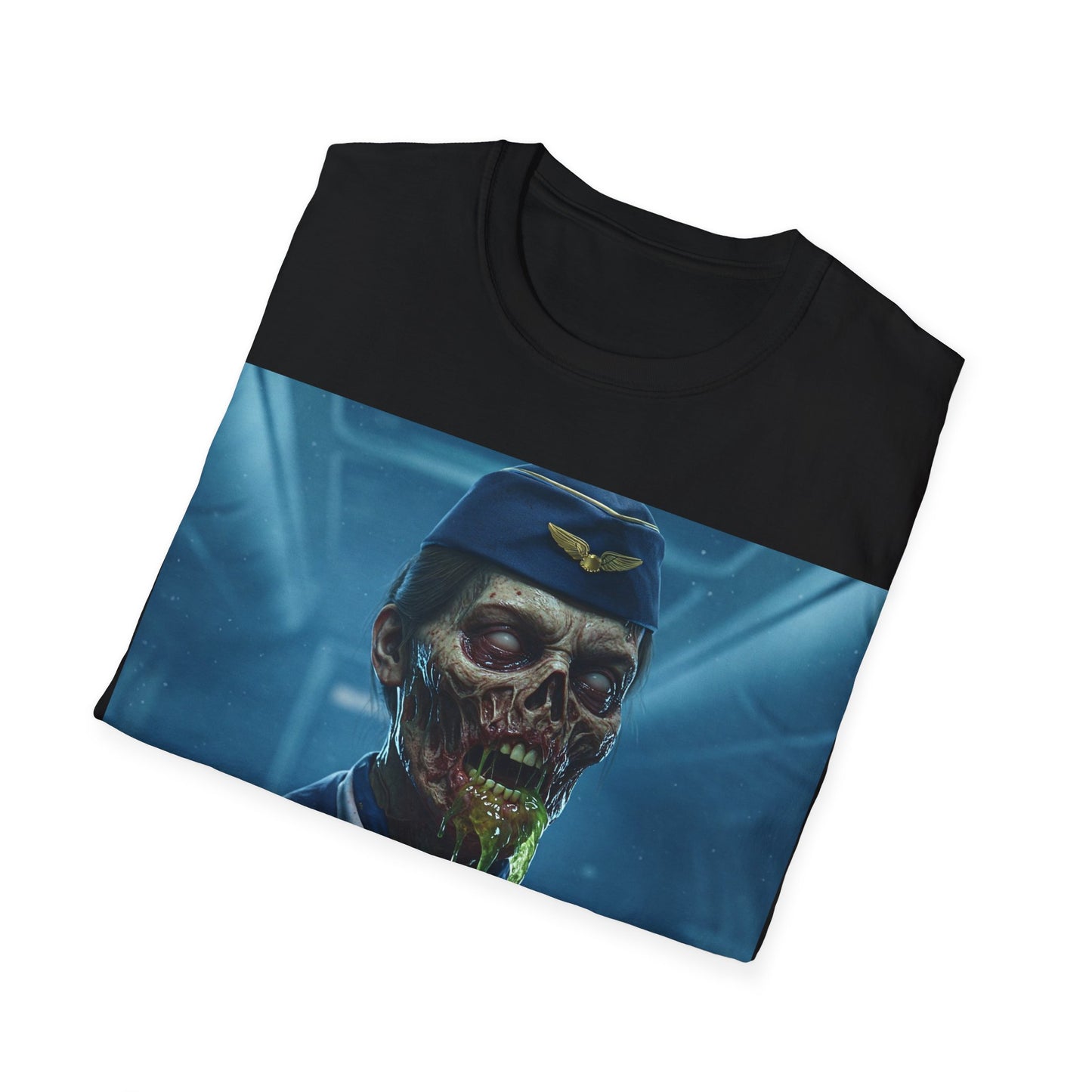 UK - Zombie Pilot Apocalyptic Portrait Tee, bold, decaying zombie graphic
