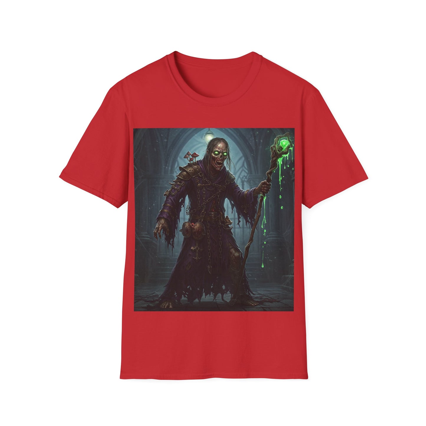 UK - Spooky Sorcerer Apocalyptic Portrait Tee, bold, decaying zombie graphic