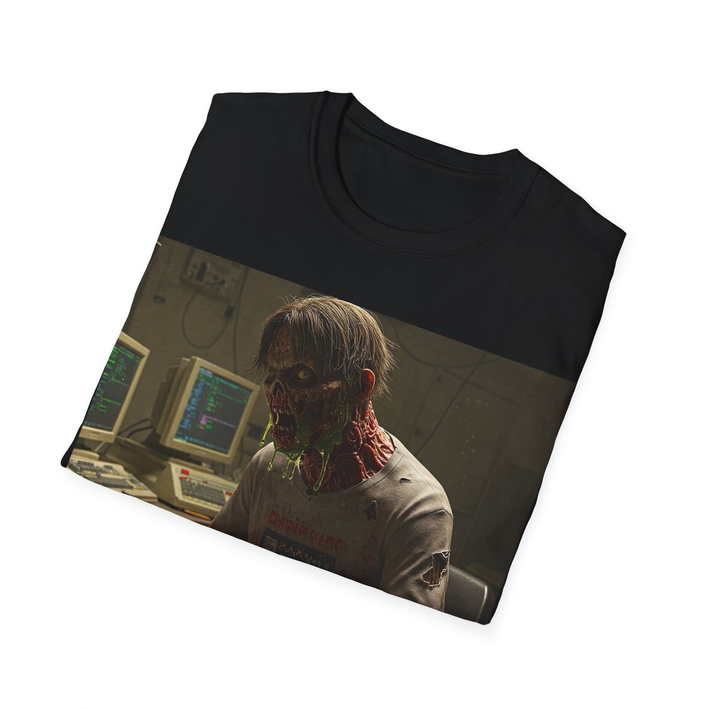 UK - Zombie Hacker Unisex Softstyle T-Shirt - Retro Gaming Vibe