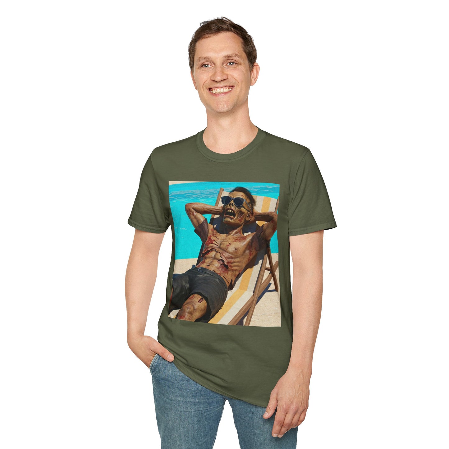 Zombie Relaxation Unisex Softstyle T-Shirt - Perfect for Halloween and Casual Outings