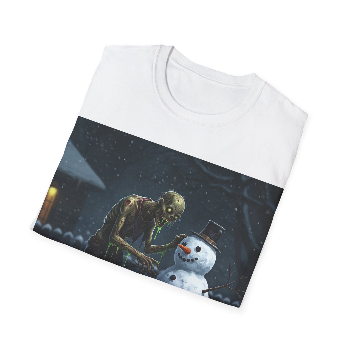 UK - Merry Horror Unisex Softstyle T-Shirt - Creepy Snowman Design