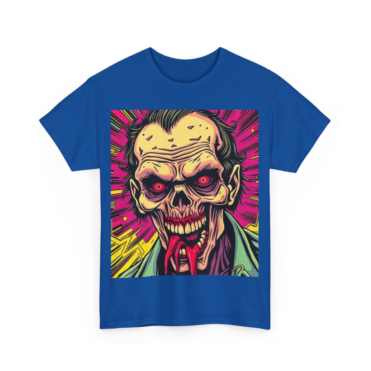 UK - Retro Zombie Graphic Unisex Heavy Cotton Tee - Perfect for Halloween and Horror Fans