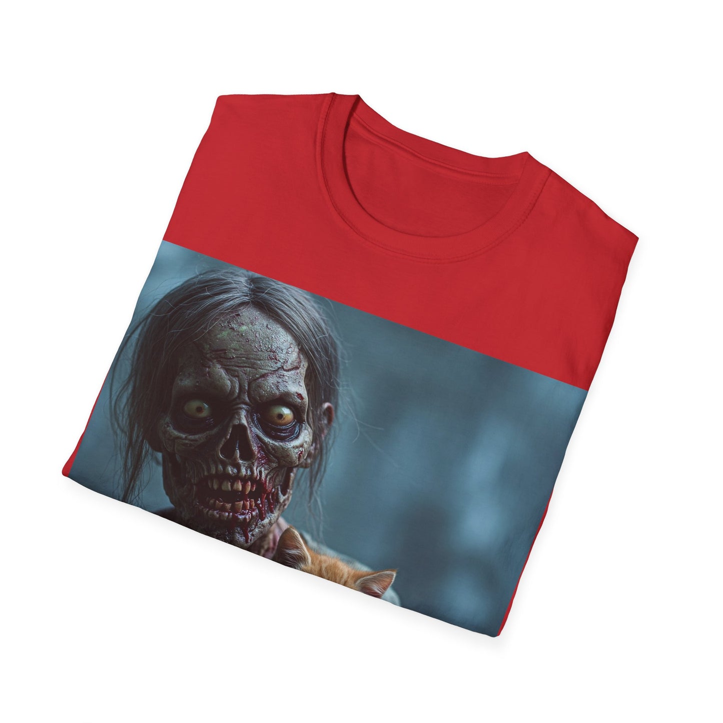 UK - Zombie Cat Lover Apocalyptic Portrait Tee, bold, decaying zombie graphic