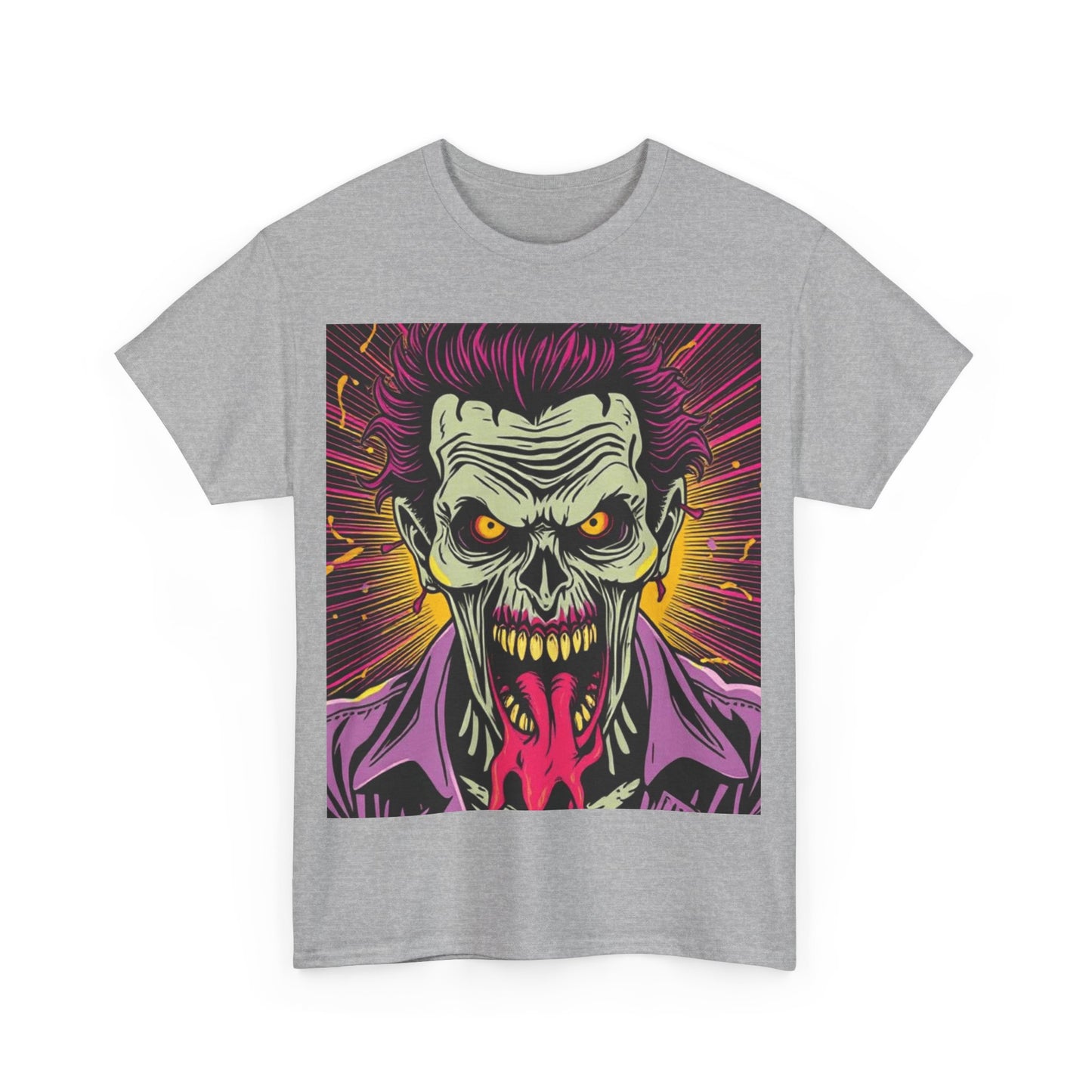 UK - Unisex Heavy Cotton Tee - Vibrant Zombie Joker Graphic Tee
