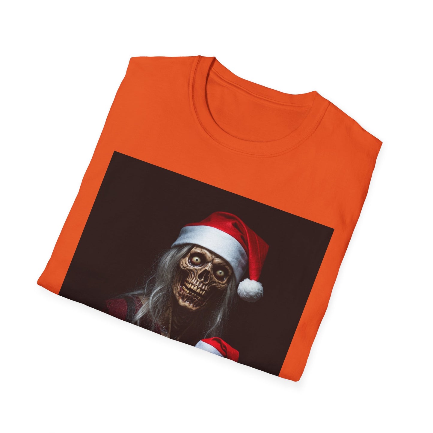 Cat Funny Skeleton Santa Apocalyptic Portrait Tee, bold, decaying zombie graphic