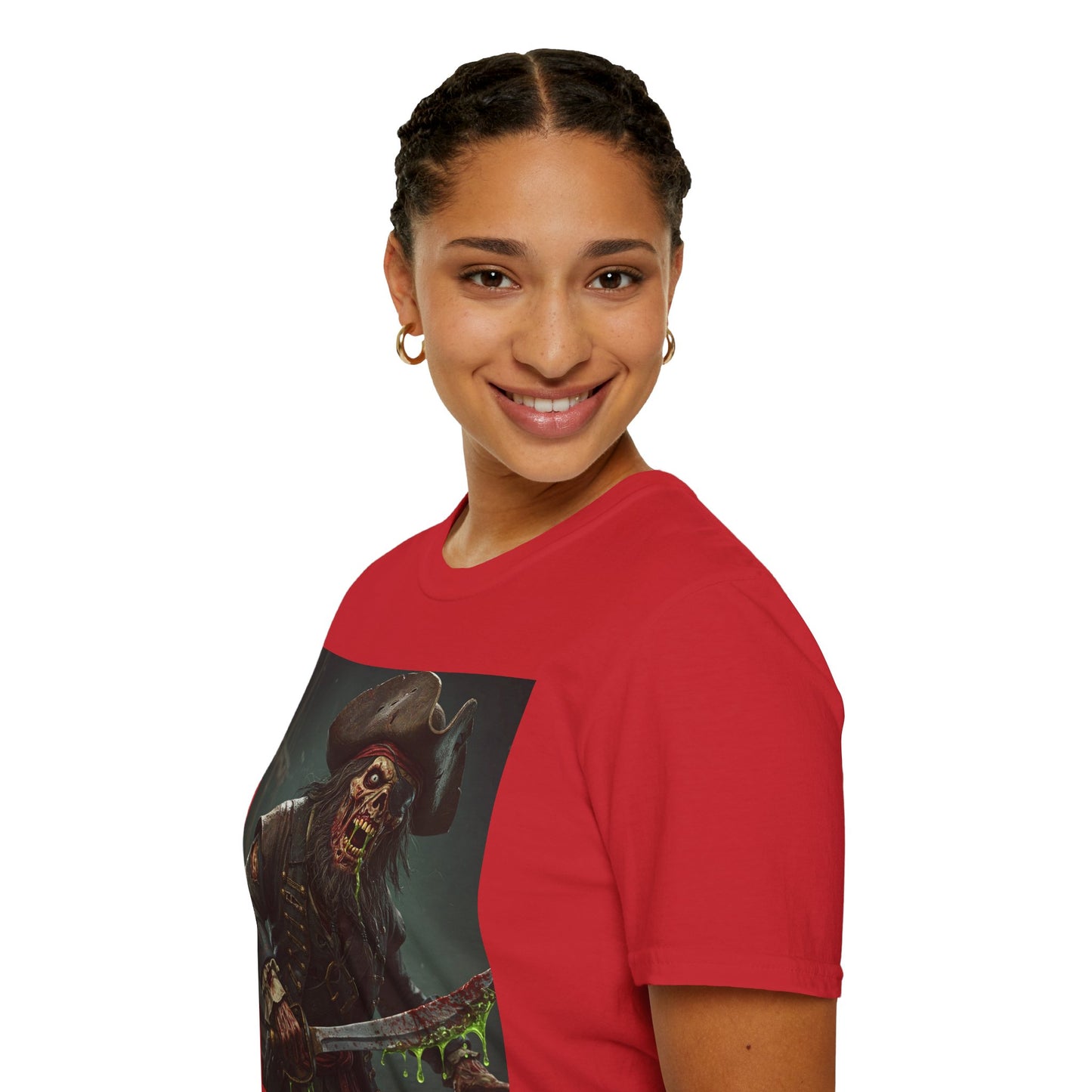 Zombie Pirate Graphic Unisex T-Shirt - Perfect for Halloween and Casual Wear