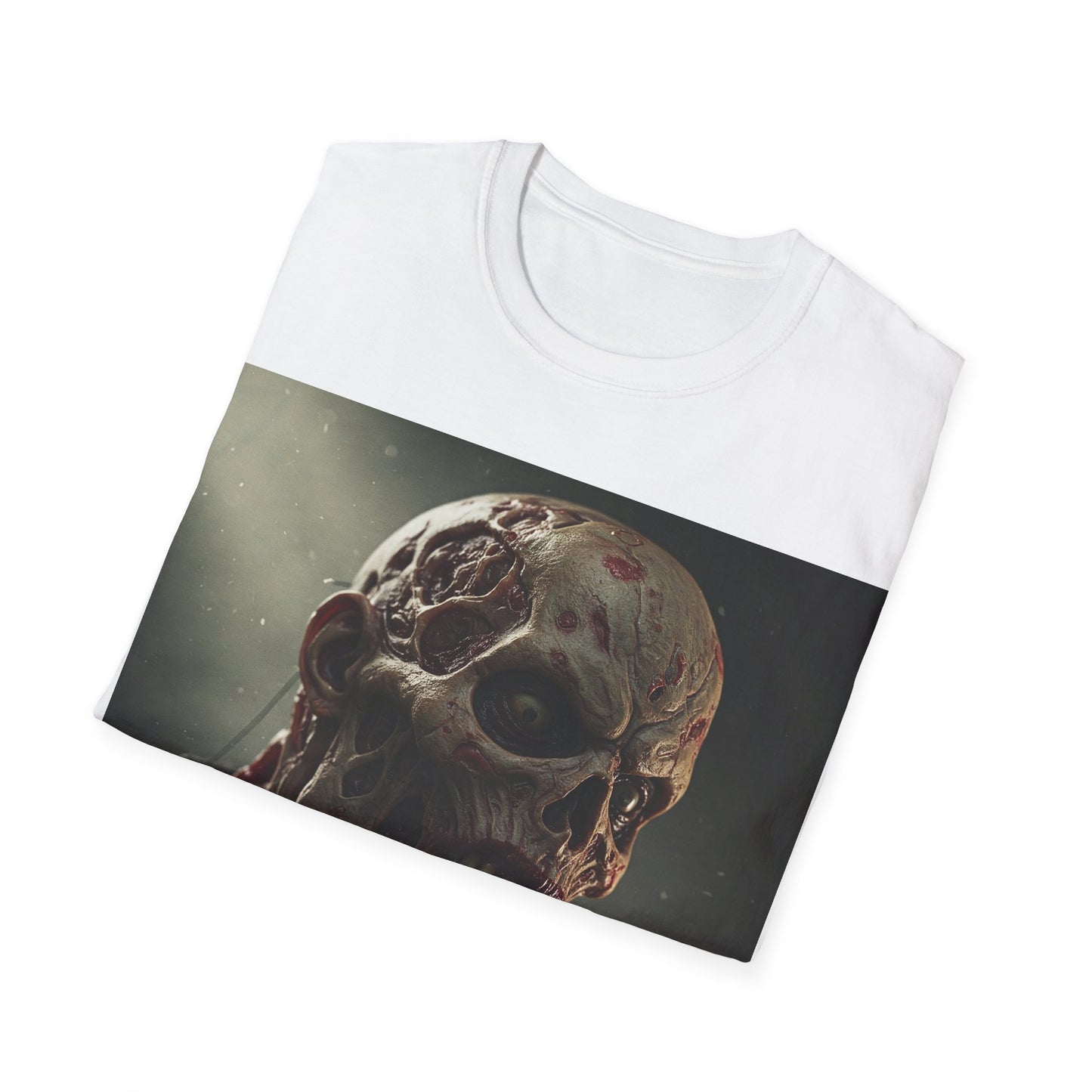 UK - Horror-Themed Unisex Softstyle T-Shirt with Zombie Design
