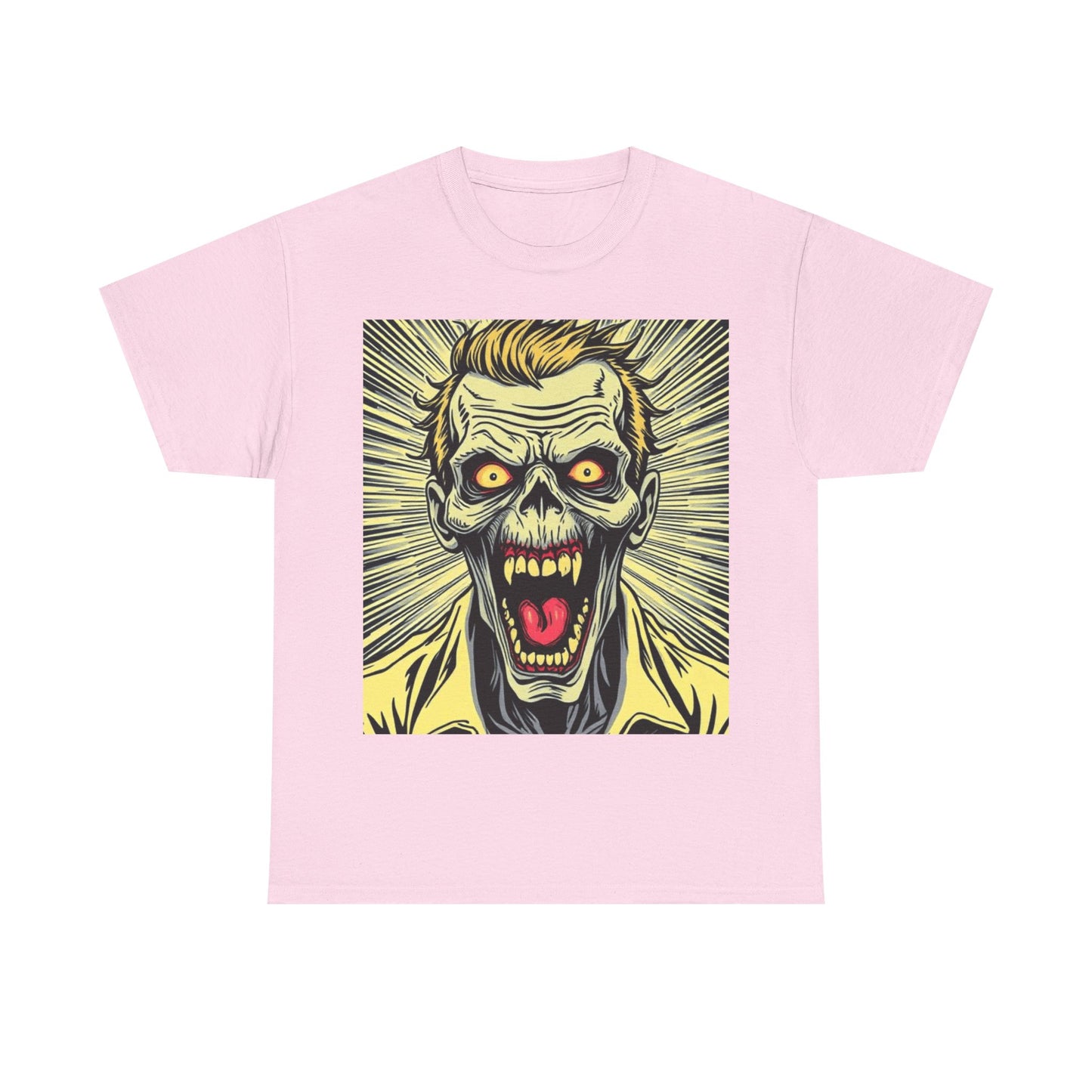 UK - Screaming Zombie Unisex Heavy Cotton Tee - Perfect for Halloween and Horror Fans
