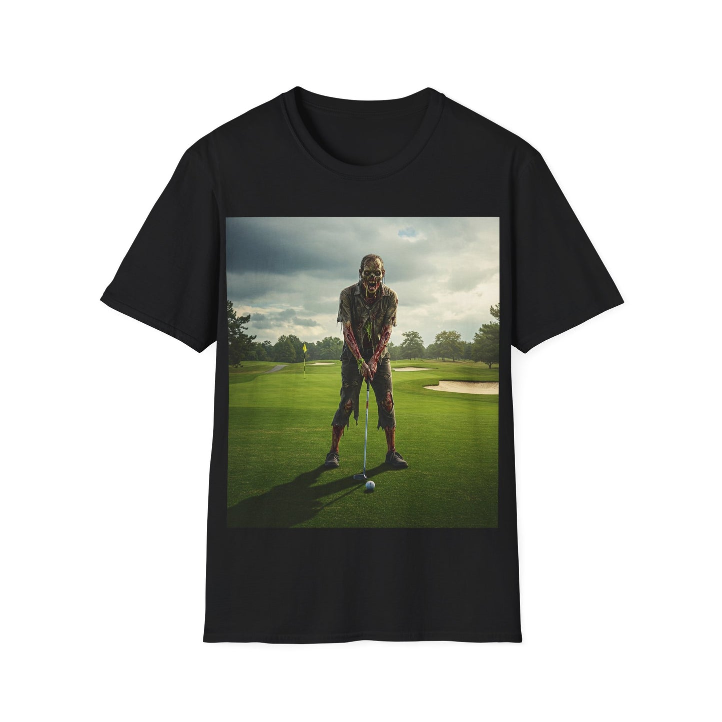 UK - Inspirational Golf Swing Apocalyptic Portrait Tee, bold, decaying zombie graphic