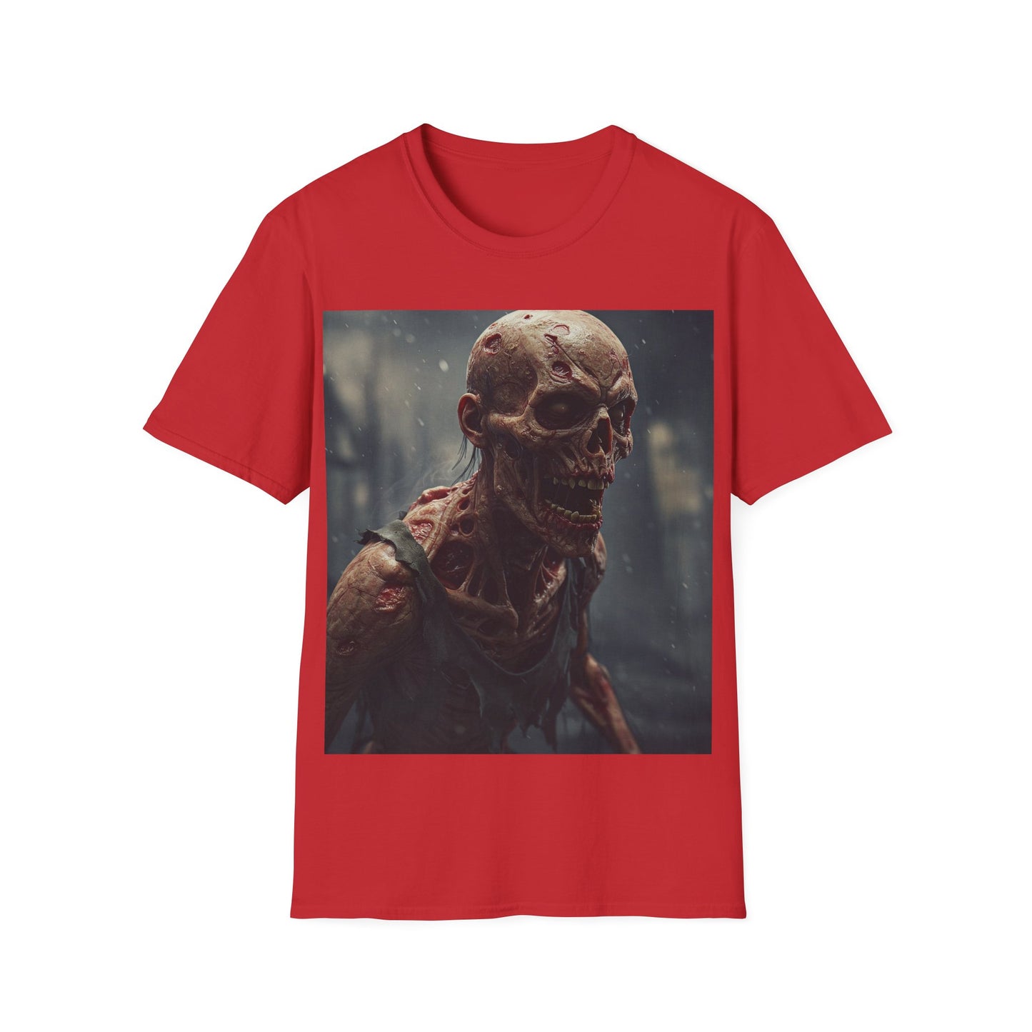 UK - Unisex Softstyle T-Shirt with Creepy Skeleton Design - Perfect for Halloween and Horror Fans