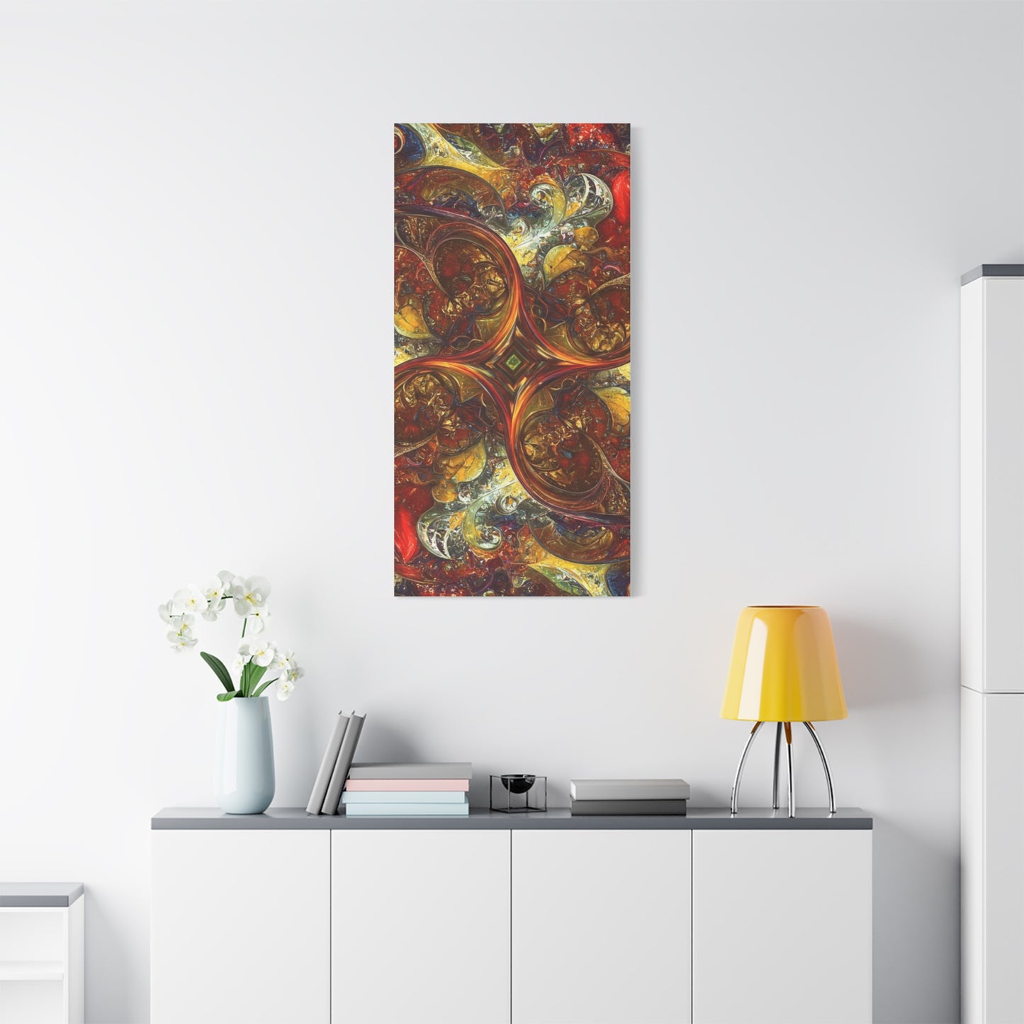 Abstract Art Matte Canvas Wall Decor - Vibrant Fractal Design, Colorful Home Accent