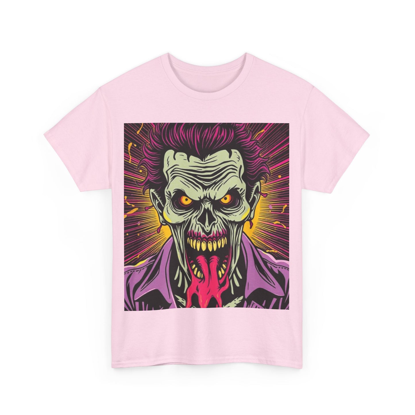 UK - Unisex Heavy Cotton Tee - Vibrant Zombie Joker Graphic Tee