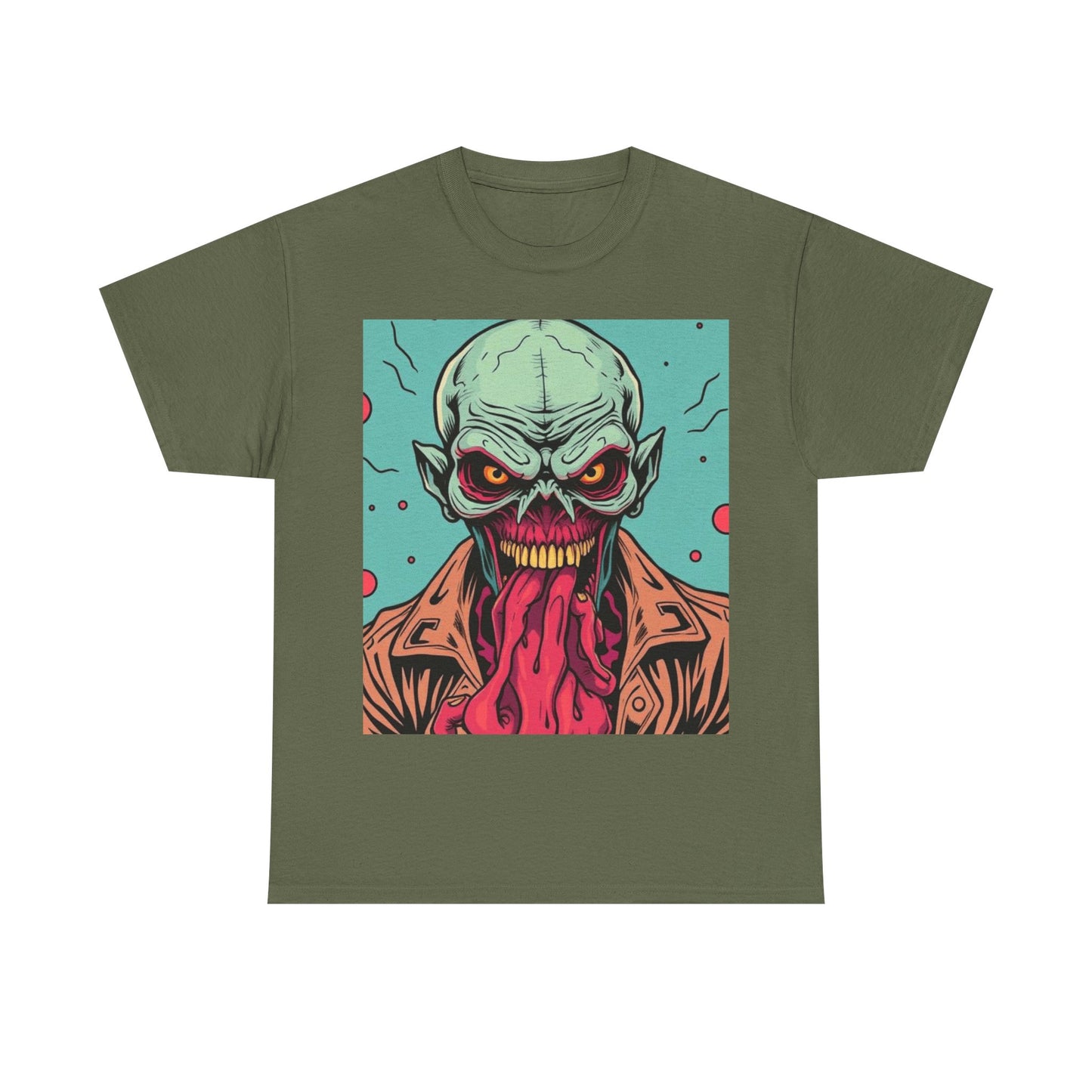 UK - Unisex Heavy Cotton Tee - Retro Zombie Graphic Tee