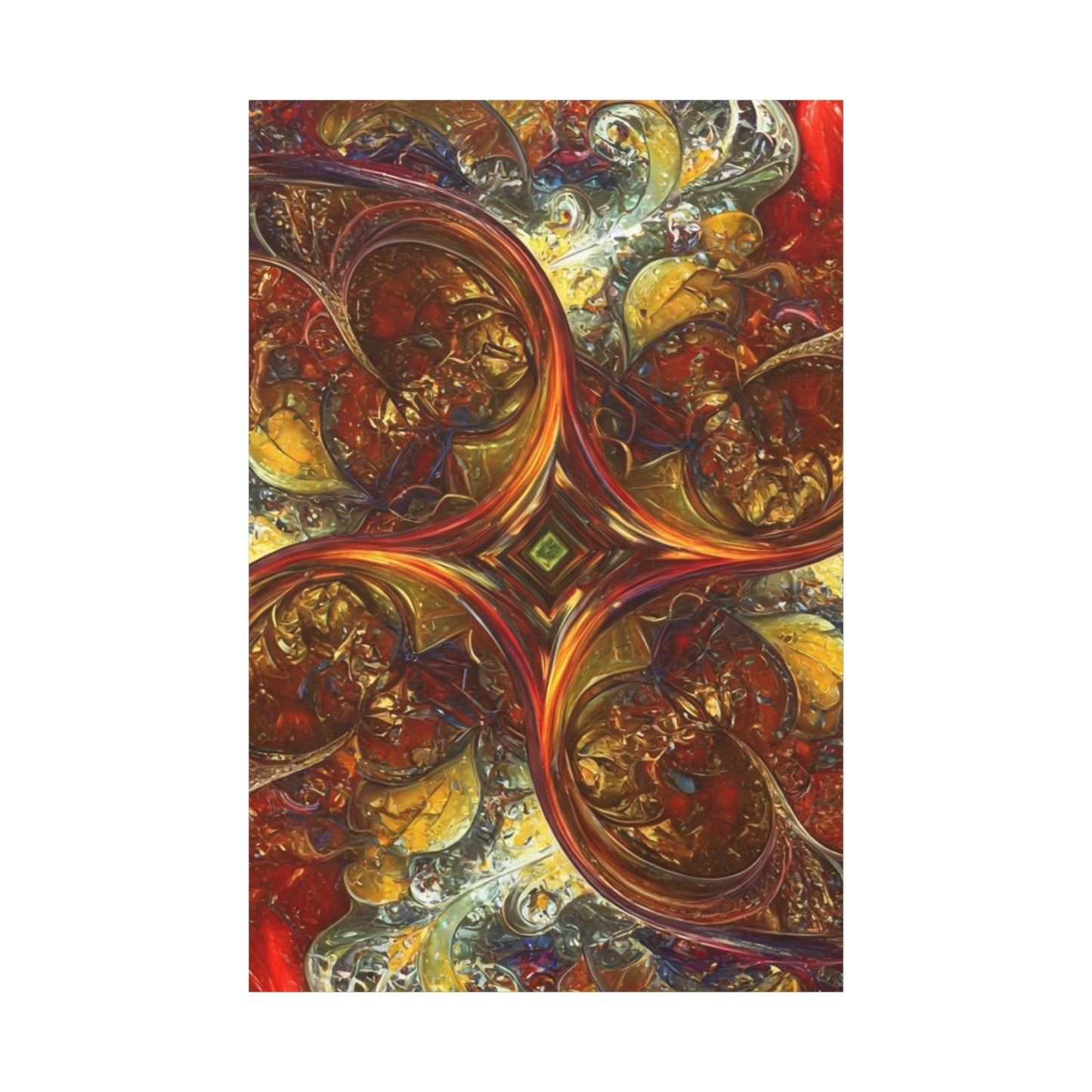 Abstract Art Matte Canvas Wall Decor - Vibrant Fractal Design, Colorful Home Accent