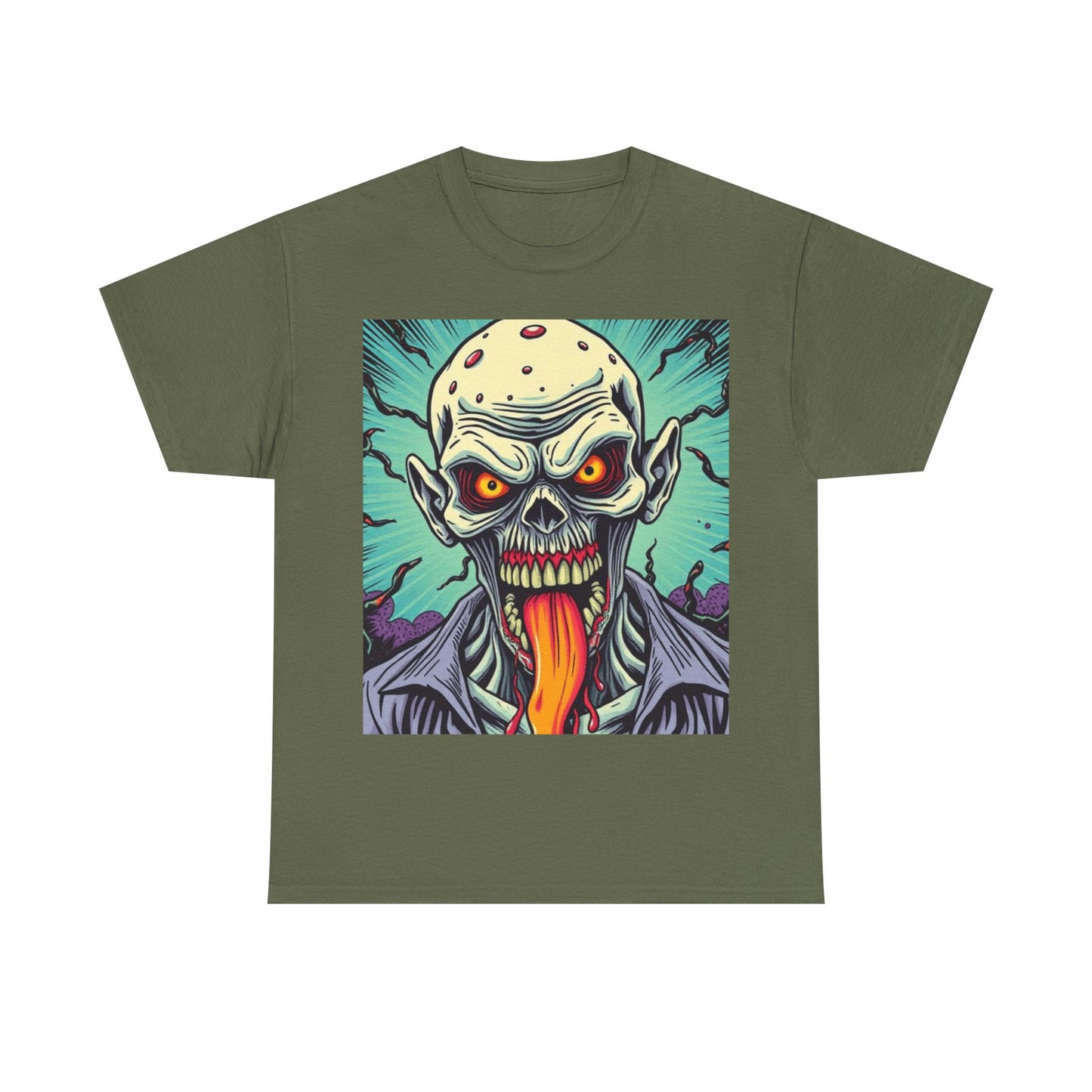 UK - Spooky Graphic Unisex Heavy Cotton Tee - Halloween Evil Zombie Design